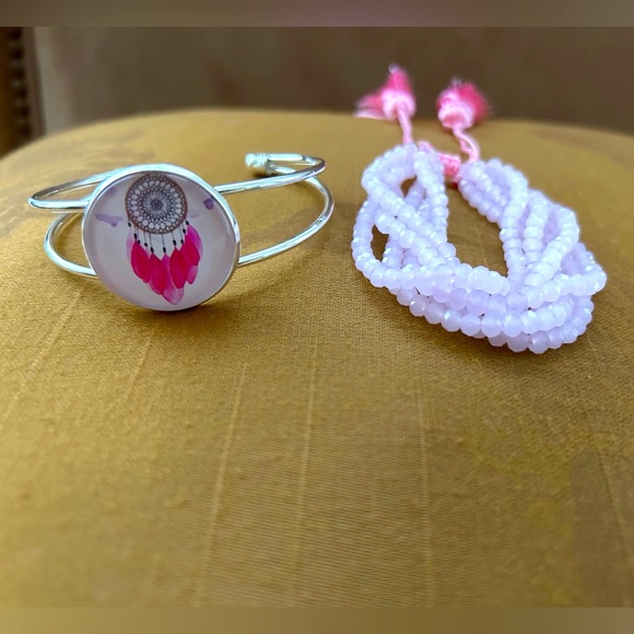 Dream Catcher Bracelet 2pc. set in Pink, New! - Picture 5 of 6